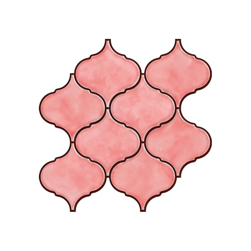 Mosaicowall Pink Arabesque Peel and Stick Kitchen Backsplash Tiles (10 Tiles)