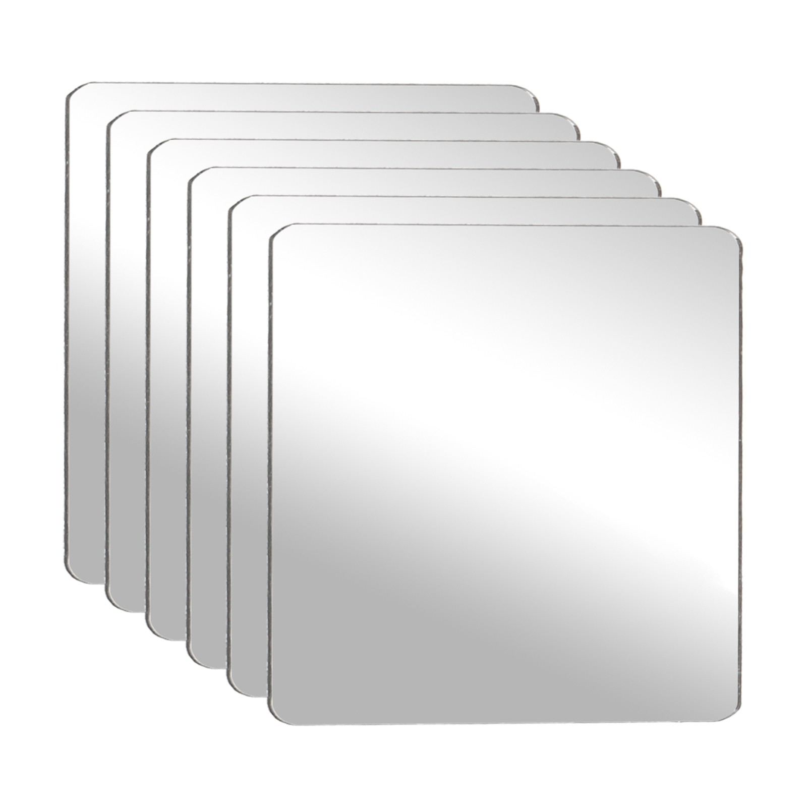 6Pcs Acrylic Mirror Sheet, 2" Square Self Adhesive Mirror