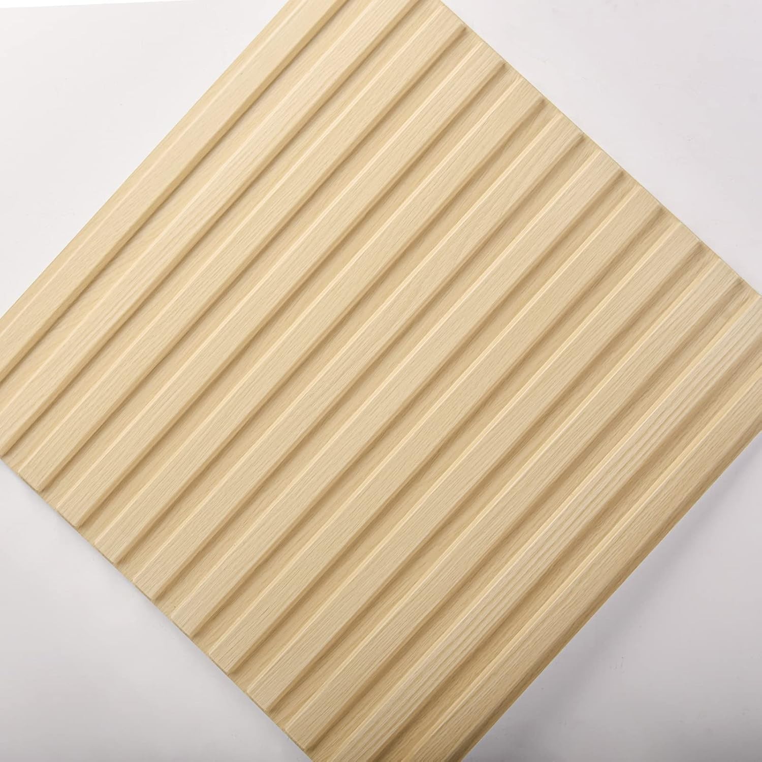 12-Pack 3D Fluted PVC Wall Panels, 19.7×19.7in – Modern Oak Design for Any Room