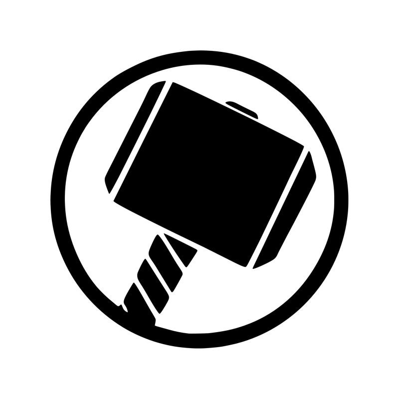 Thor Hammer Circle Vinyl Decal Die Cut