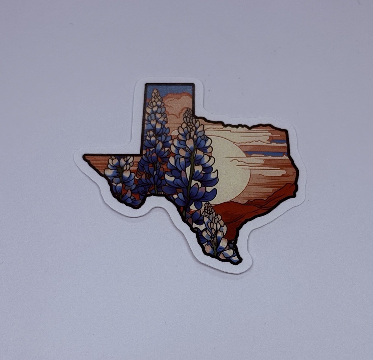 Texas Blue Bonnet Sticker State Map Art Decal Vinyl USA Travel Souvenirs Tc9