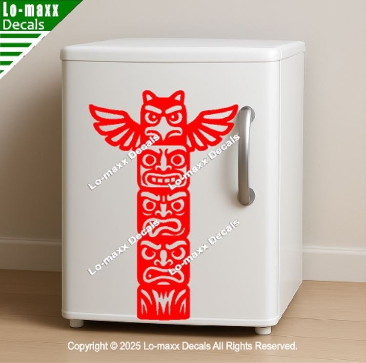 Totem Pole Tower Die Cut Sticker for Lockers, Laptops Lab Doors SUV Boats