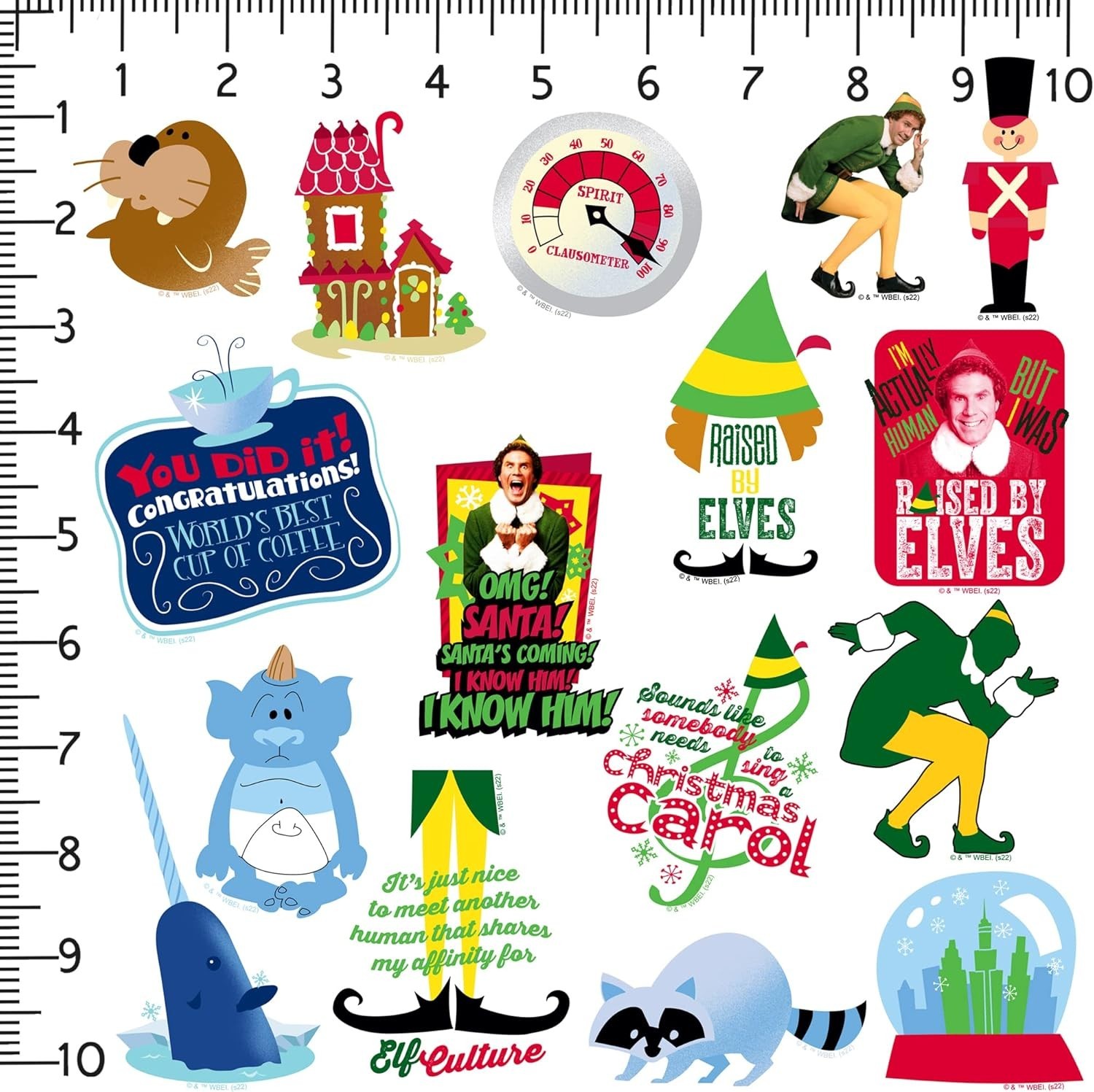 Buddy The Elf Sticker Funny Christmas Variety Pack Set of 50 Kids Gift Presents