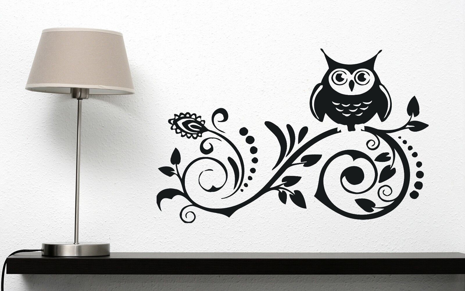 Vinyl Wall Sticker Night Inhabitant Owl Sitting on a Branch (n154)