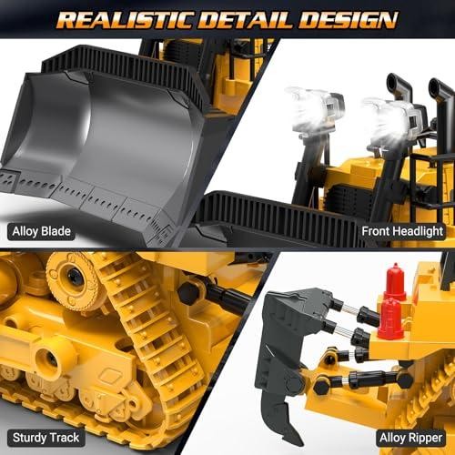 RC Bulldozer Toy for Boys, Remote Control Play Bulldozer Construction Vehicles