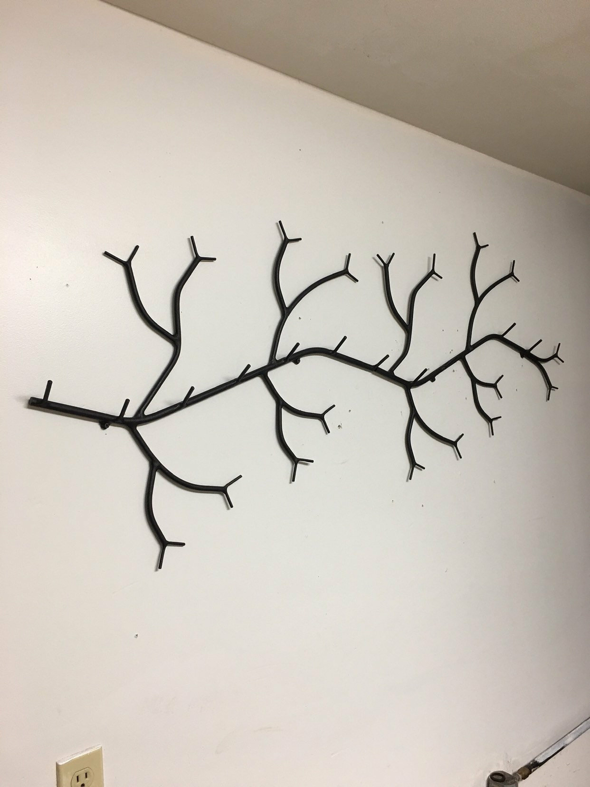 60" long ( 5 feet long ) 12 hook Metal Branch coat rack, unique one of a kind