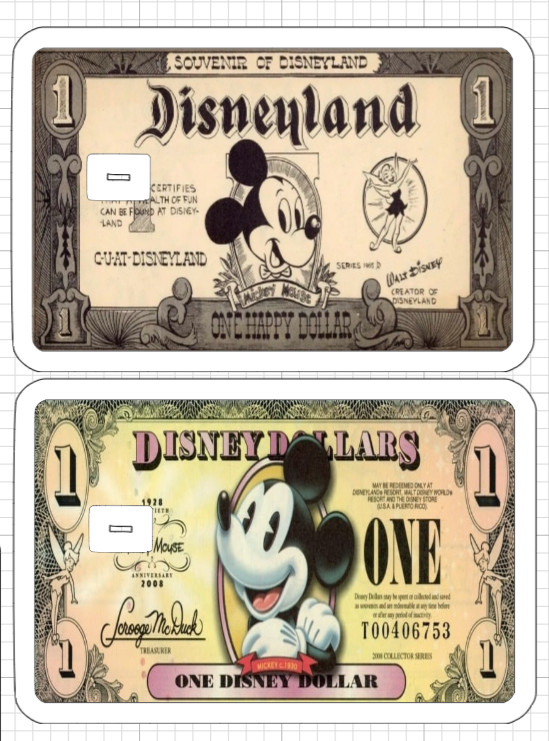 7 Disney Dollars Credit Debit Card Skin ATM Stickers Disneyland Mickey Goofy USA
