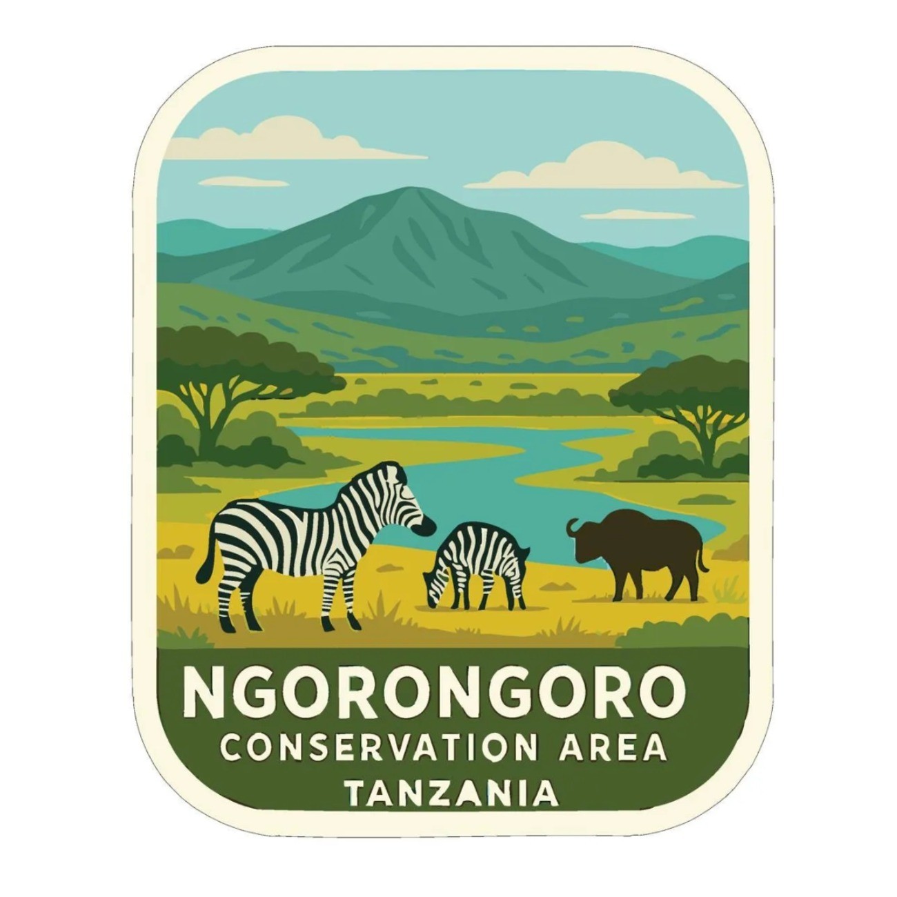 Ngorongoro Tanzania Iron On Heat Transfer Vinyl HTV Die-Cut World National Parks