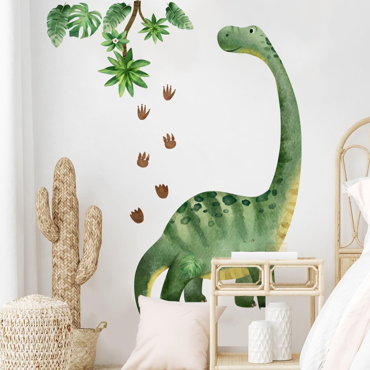 Large Dinosaur Wall Decals Watercolor Dino Footprint Neutral Wall Stickers Baby