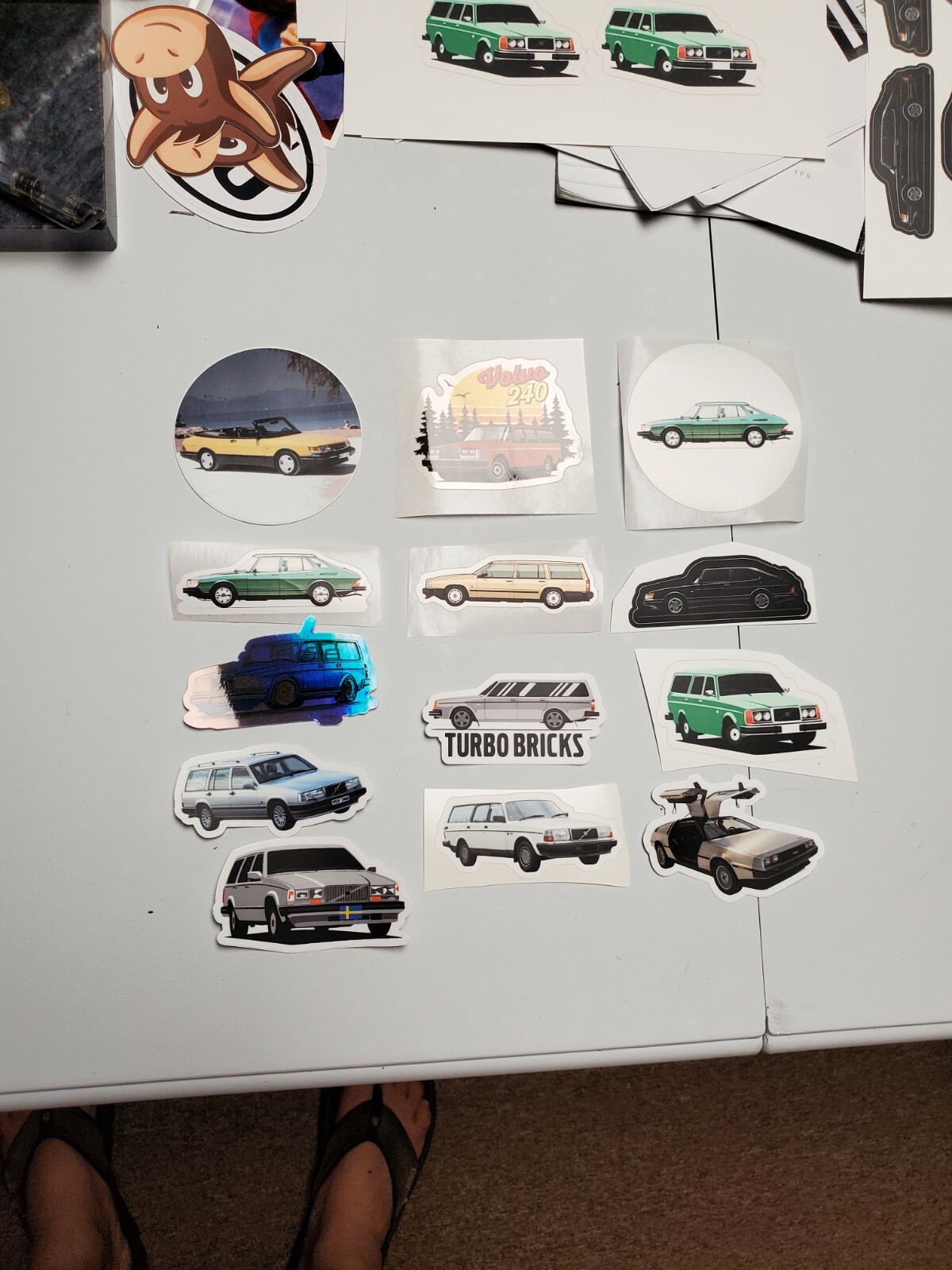 VOLVO 240 STICKERS, SAAB 900 STICKERS, Delorean Stickers – LOT of 13 RARE!!