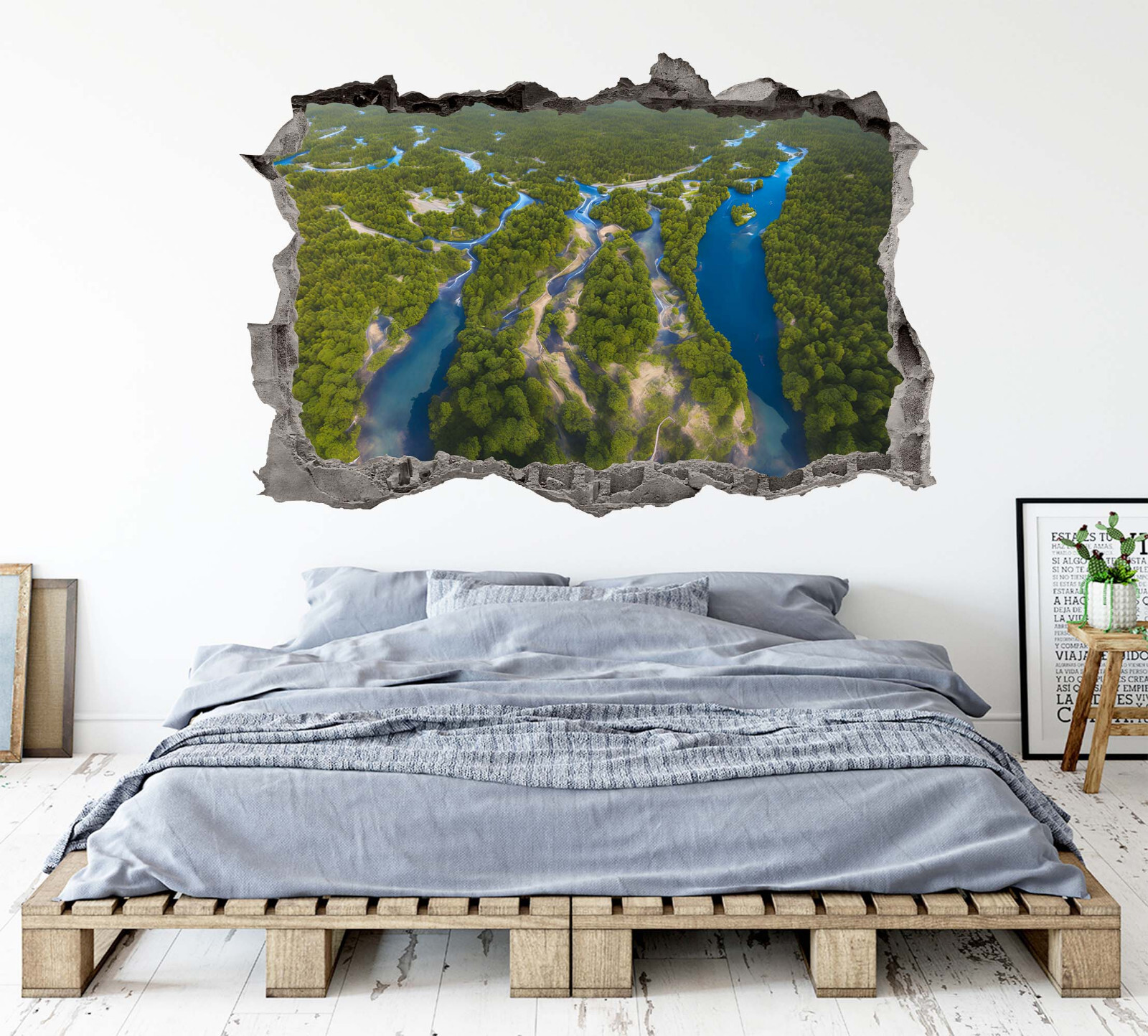 Forest River Wall Decal 3D AI Graphic Print Art Sticker Mural Decor Vinyl KW170