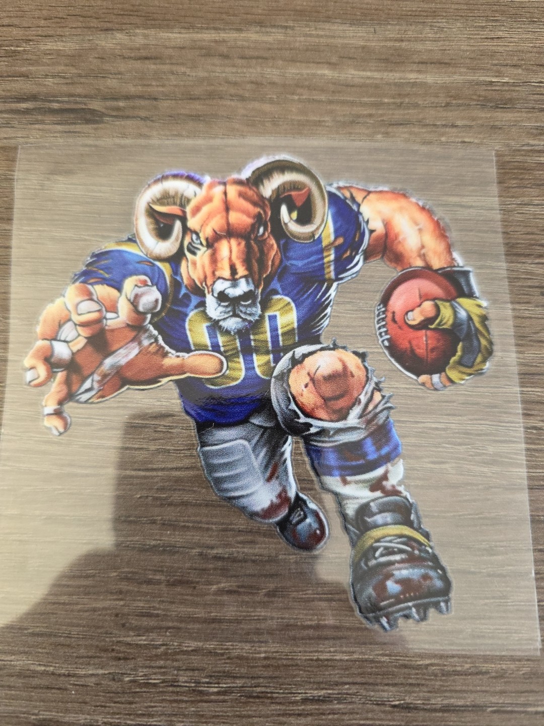 Los Angeles Rams Running Football Player Raised UV DTF Decal 4in X 4in Color
