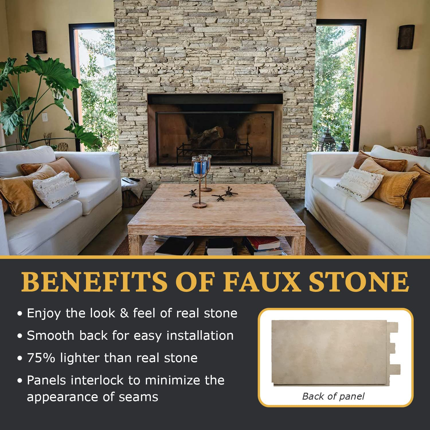 High-Density Polyurethane Faux Stone Wall Covering Panels for Interior and Exter