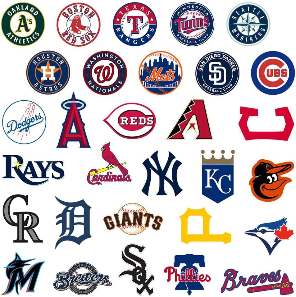 100 Pcs Sports Stickers,Baseball Stickers,Baseball Team Logo Decals,Hydroflask B