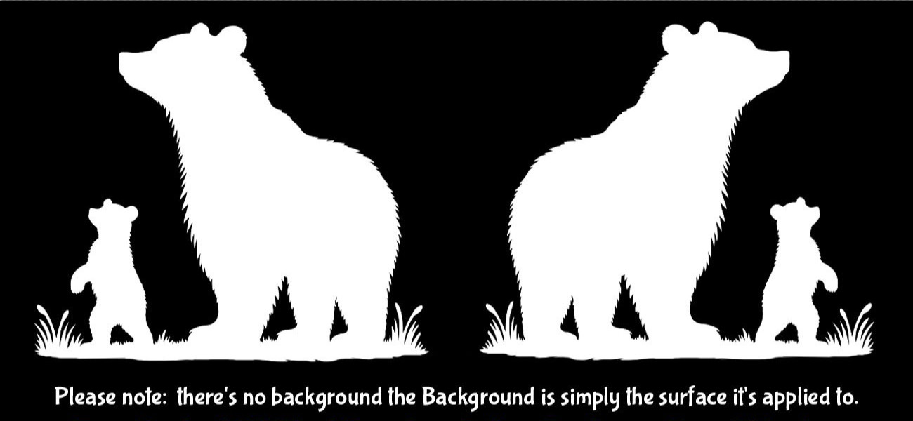 Bear & Cub Graphic Two Pack of 5" Vinyl Decals Vehicle Window Any Flat Surface