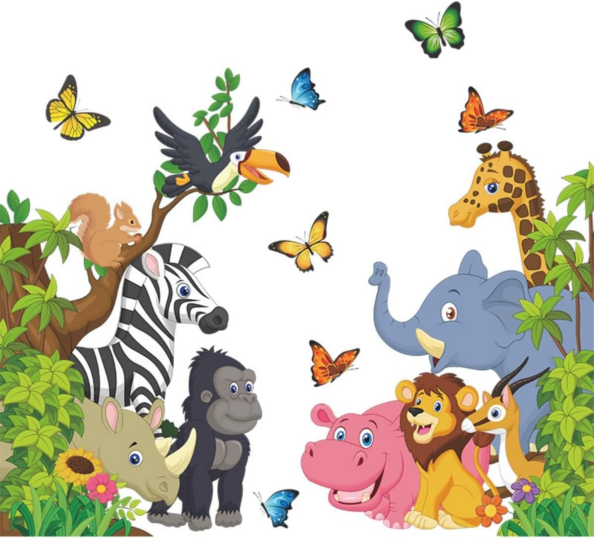 Jungle Animals Wall Decals – Peel & Stick Tree Stickers for Nursery