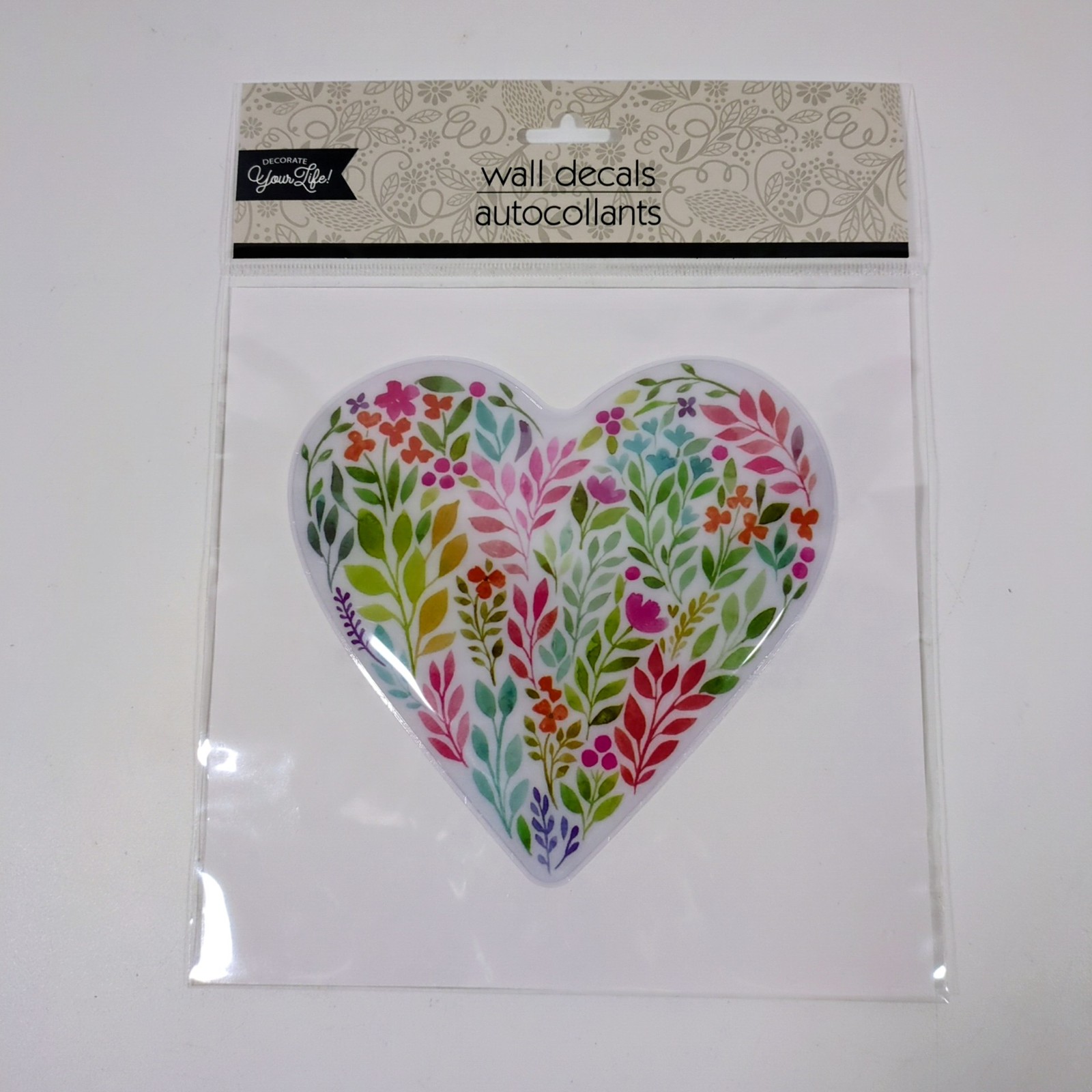 Lot of 3 Decorate Your Life Wall Decals – Happy Time, Peace Sign, Floral Heart
