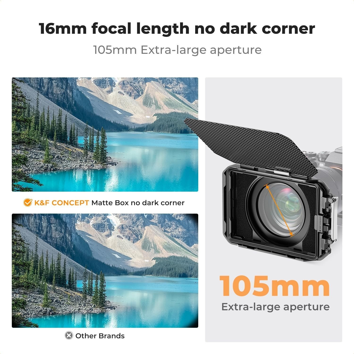 Matte Box for DSLR Cameras – Carbon Fiber Top Flag, 67-95mm Adapter Rings, 4×5.6