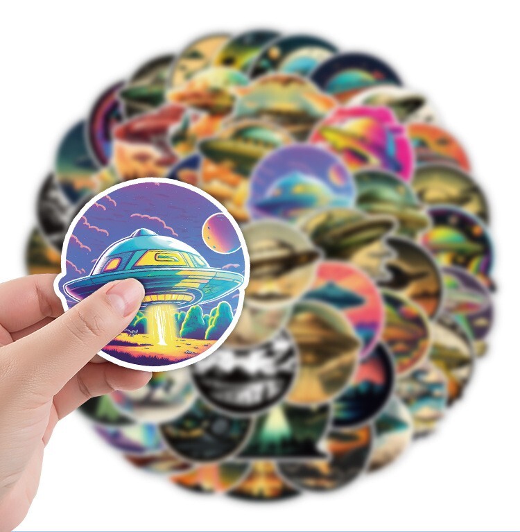 50 Pcs Stickers Astronaut UFO Alien Spaceship Laptop Luggage Car Graffiti Vinyl
