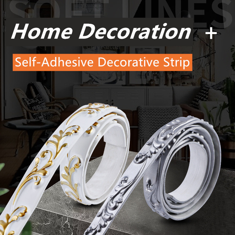 3D Self-Adhesive Decorative Baseboard Ceiling Trim Line Wall Sticker Home Decor