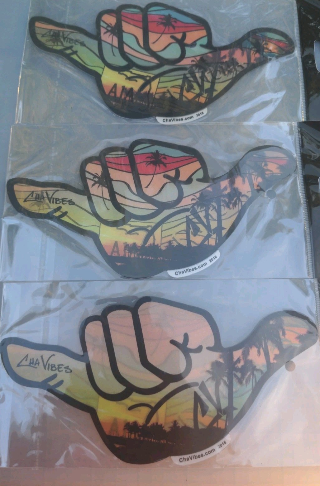 *DECAL* Shaka Hand / DAYTONA BEACH FL CHAVIBES Halogram Sticker Lot X3