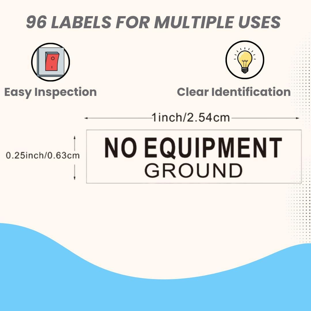 96Pcs NO Equipment Ground Protected Outlet Receptacle Stickers, Small 0.25 X 1.0
