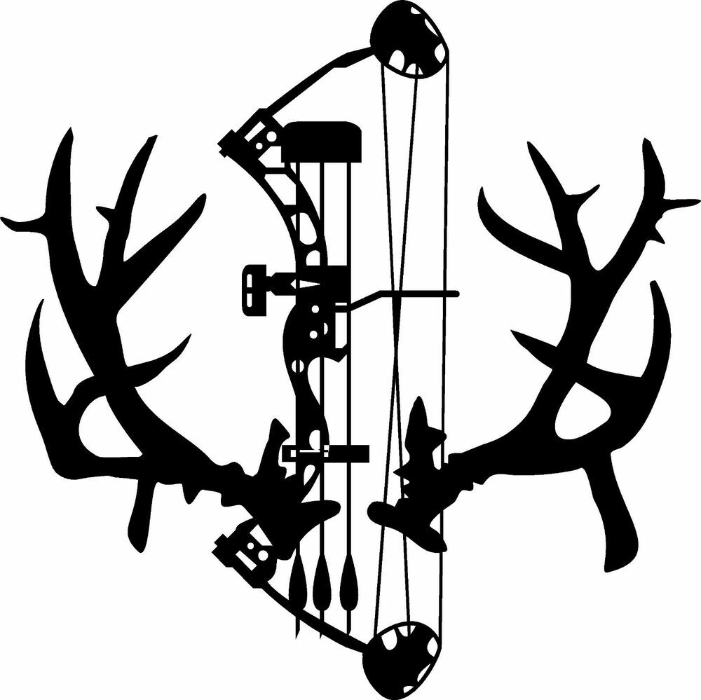 Rack & Bow Deer Antler Vinyl Decal Logo Car Window Sticker phone wall Hunter