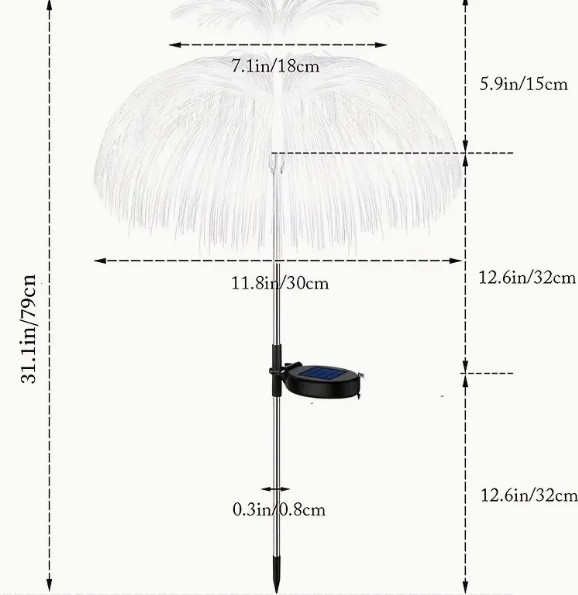 Outdoor LED Waterproof Solar Jellyfish Fiber Optic Light, Garden Lawn Light, For