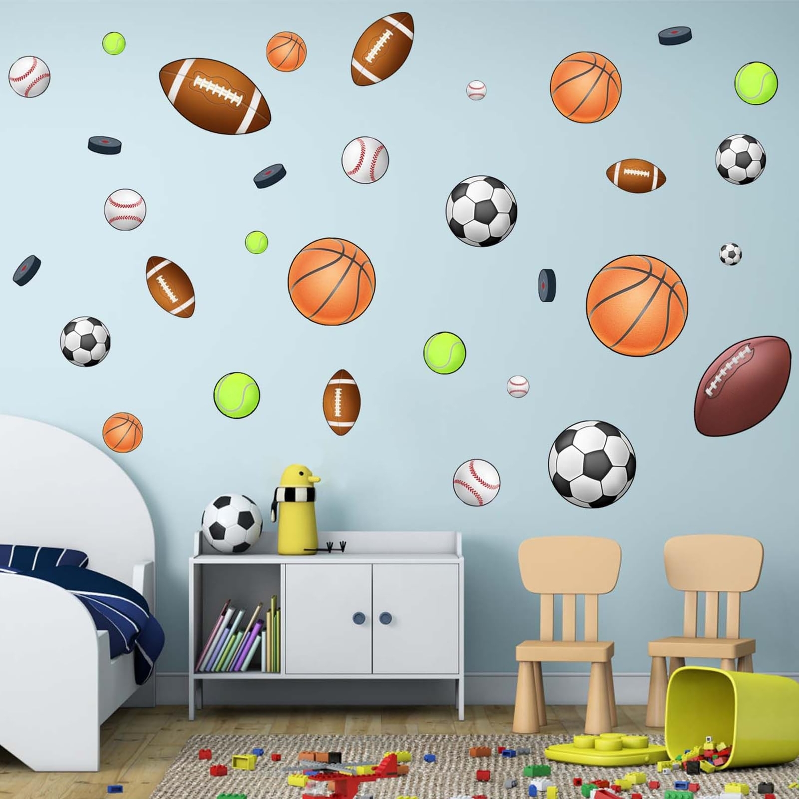 Basketball Football Sports Wall Stickers – Kids Baby Boys Wall Decals – Nurse…