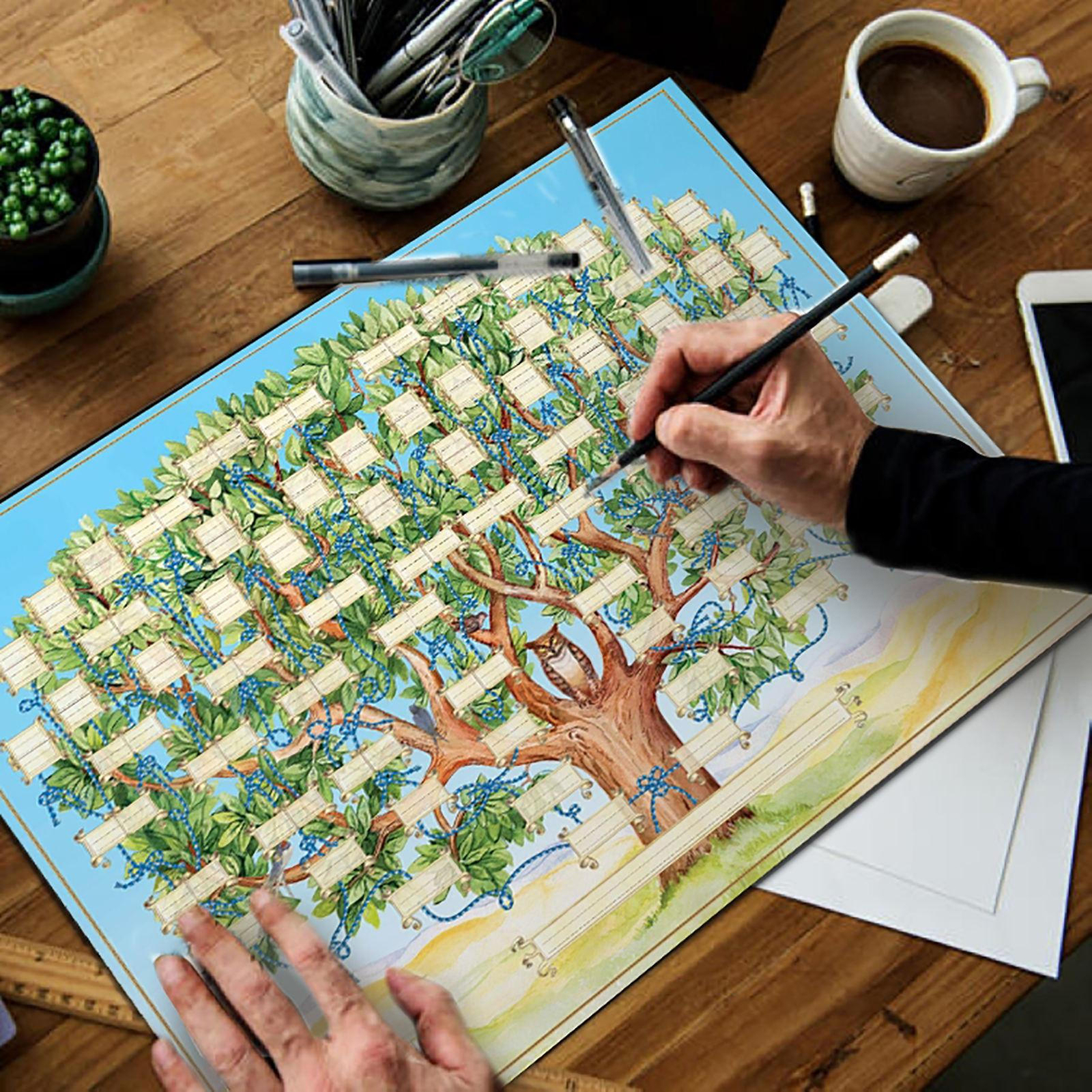 Family Tree Diagram Genealogy Blank Fillable Chart Wall Hanging Decor Poster