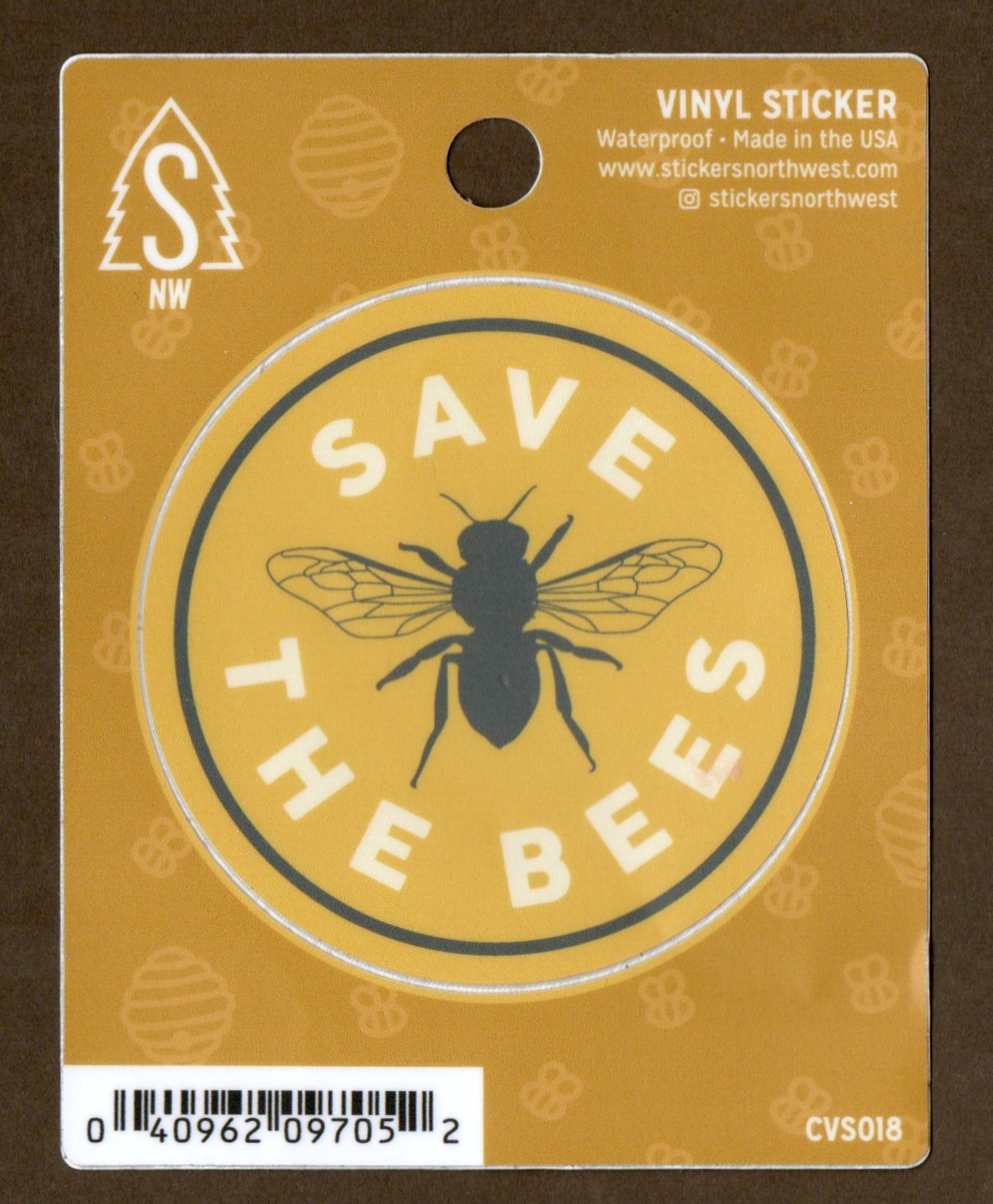 Save The Bees Vinyl Sticker Decal, Waterproof, Yellow Black Round 3"