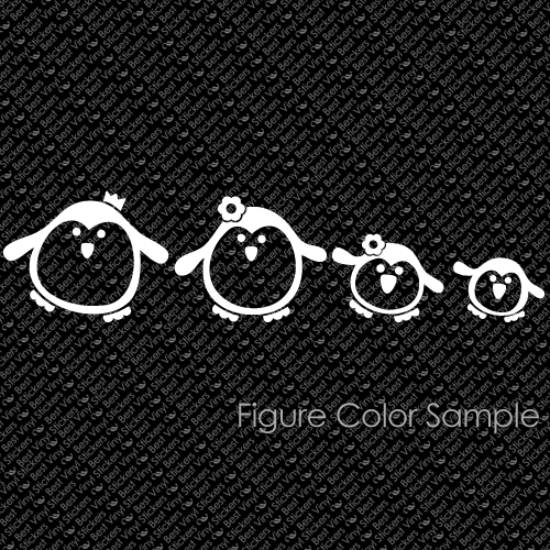 PENGUINS FAMILY FIGURES CAR WINDOW PERSONALIZED VINYL STICKERS DECAL (PF-01-RS)