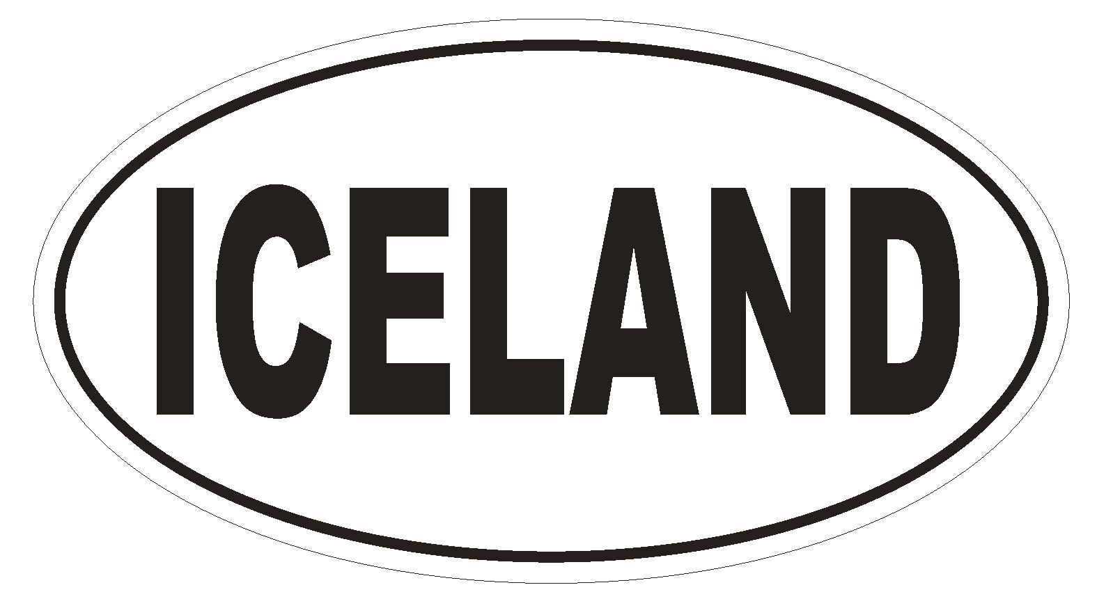 Iceland Oval Bumper Sticker or Helmet Sticker D2181 Euro Oval Country Code