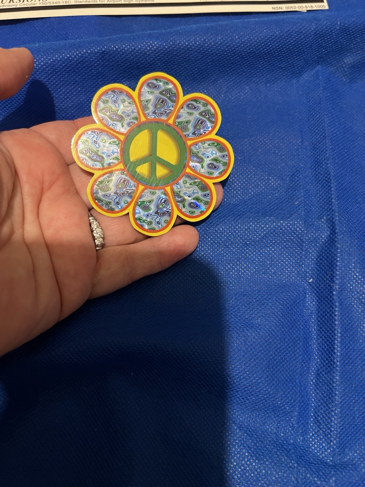 PEACE SIGN ~ FLOWER POWER – Small Holographic Sticker Set Of Two