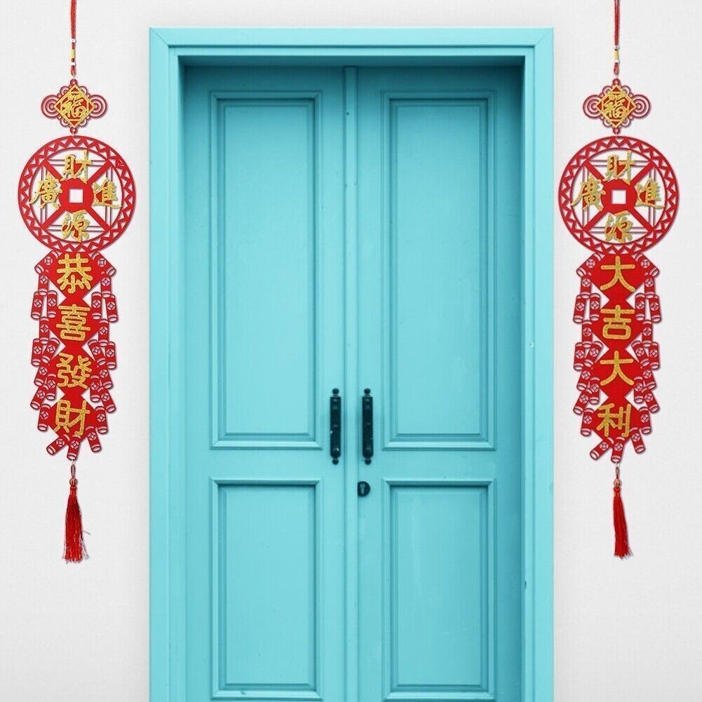 2Pcs Traditional Couplets Chinese New Year Spring Festival Hanging Pendant Home
