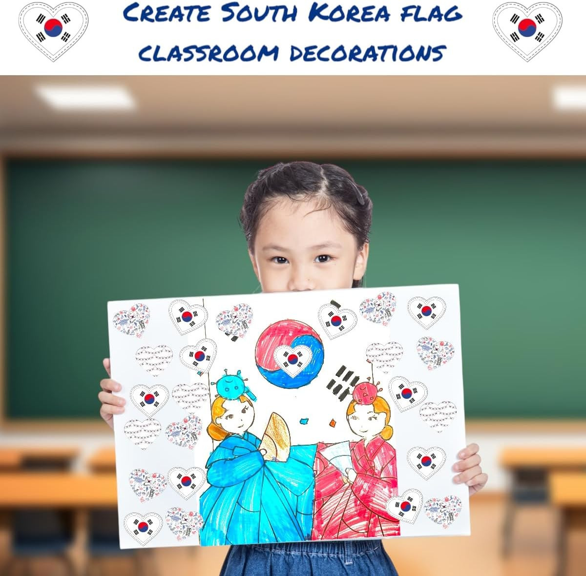 230 South Korea Flag Stickers with Korean Cultural Elements for Party Decor