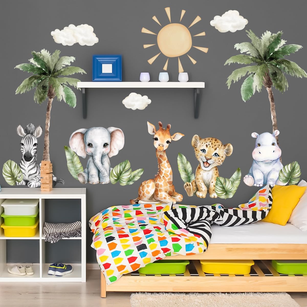 Safari Animals Wall Decal, Peel and Stick Nursery Animals Mural,Jungle Lion, …