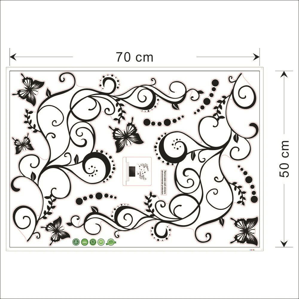 3D Lowest Price Classics Black Butterfly Flower Wall Sticker Home Décor Poster