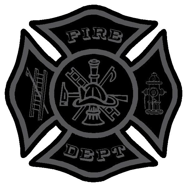 Black Subdued Reflective Maltese Cross Fire Helmet Car Decal multiple sizes