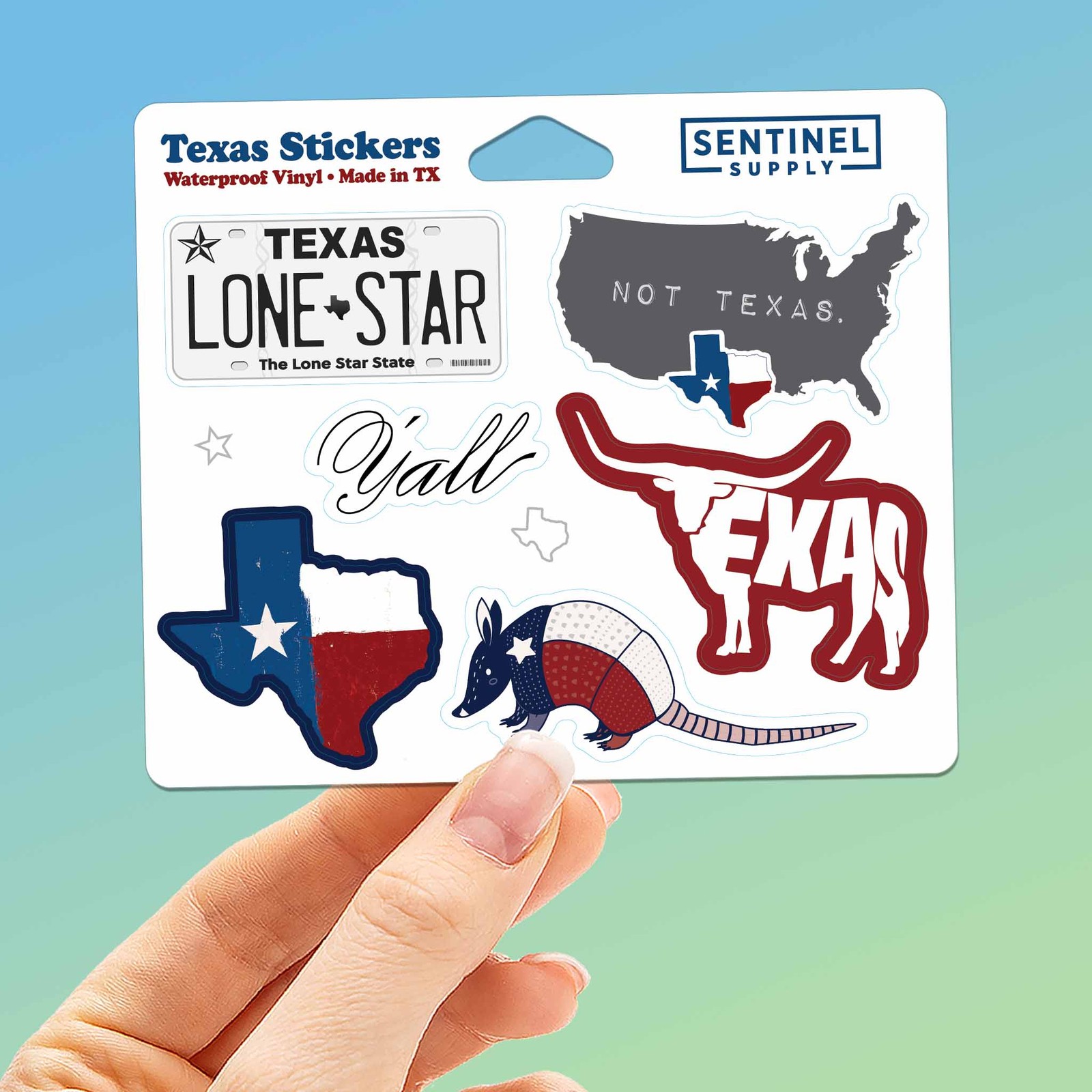 Texas Sticker Sheet – Set of 6 Mini TX Flag Decals for Laptop & Water Bottle