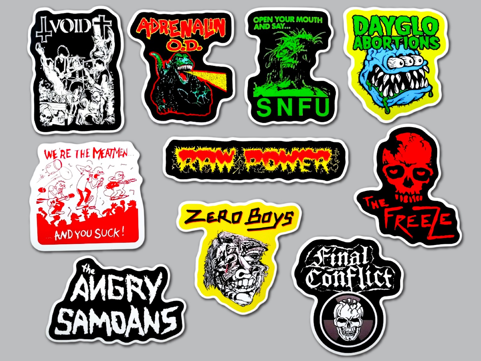 Punk Vinyl Sticker Lot (10 Stickers) Set 12 dayglo abortions zero boys snfu rock