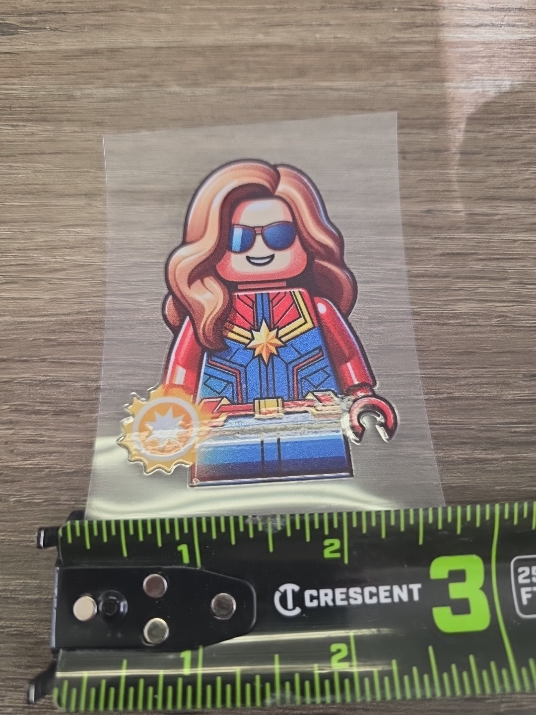 Lego Captain Marvel Figurine UVDTF Decal Made In USA Waterproof