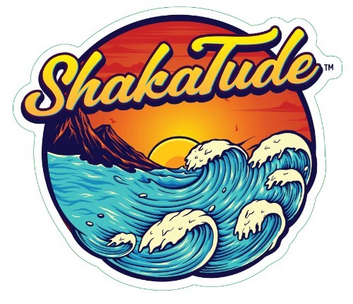 Sun & Waves ShakaTude Sticker Decal Good Vibes Hang Loose Hawaii Aloha Surfing
