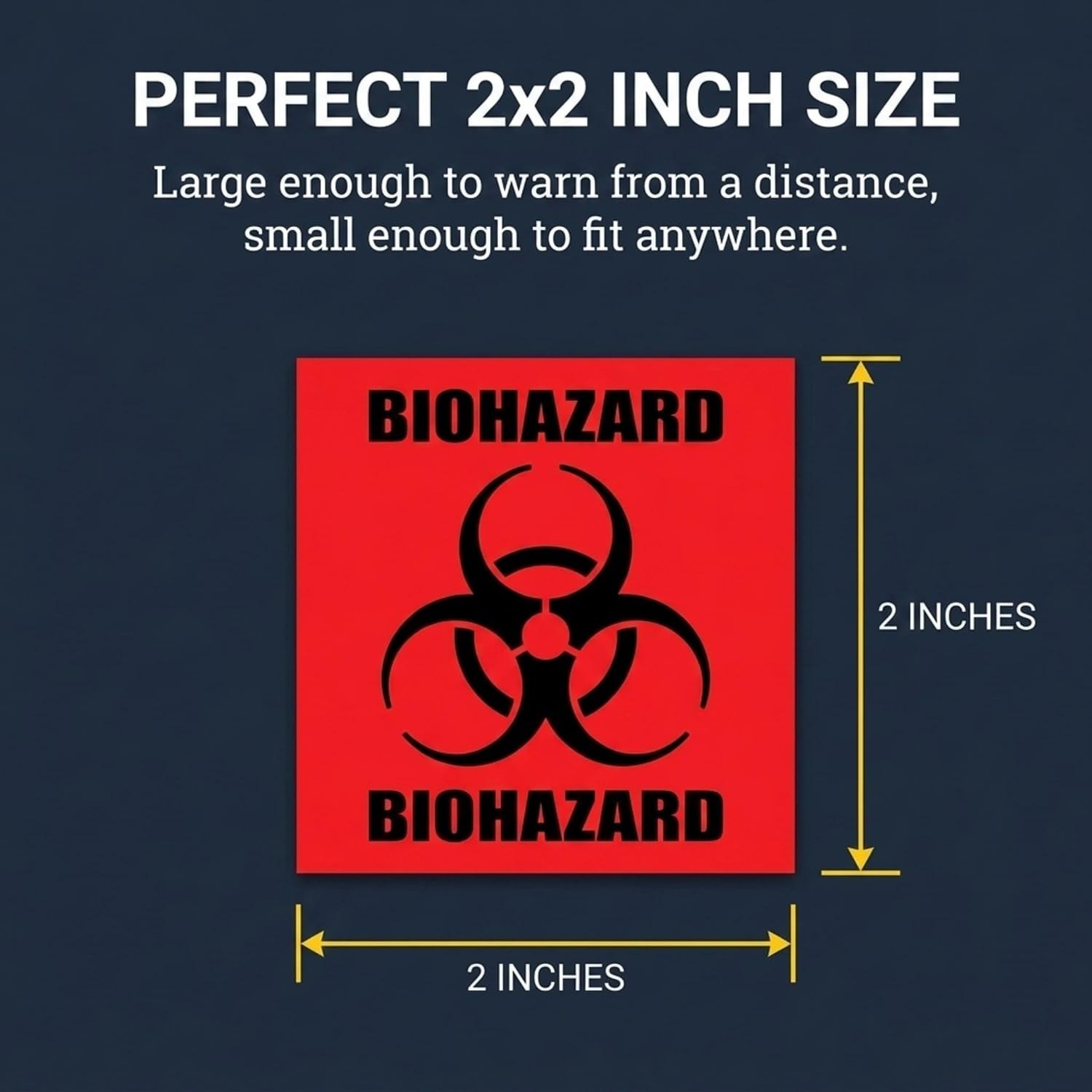 Bright Red 2" x 2" Biohazard Labels – 250 Durable Stickers for Labs & Hospitals