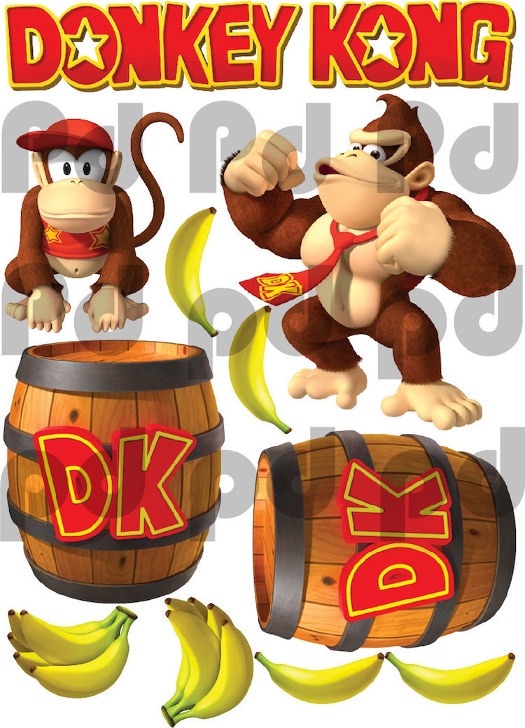 Donkey Kong Mario Wall Decal Stickers Game Bedroom Wall Murals, Nintendo, n88