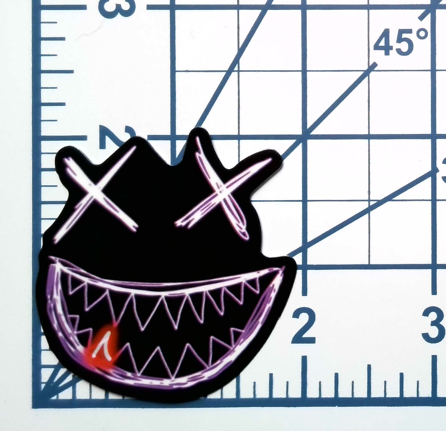 Neon Grinning Face Vinyl Sticker Die Cut Creepy EDM Rave Music Journal Scrapbook