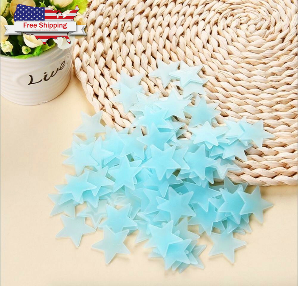 Blue 300 Home Wall Ceiling Glow In The Dark Stars with Moon Stickers Kid Decor
