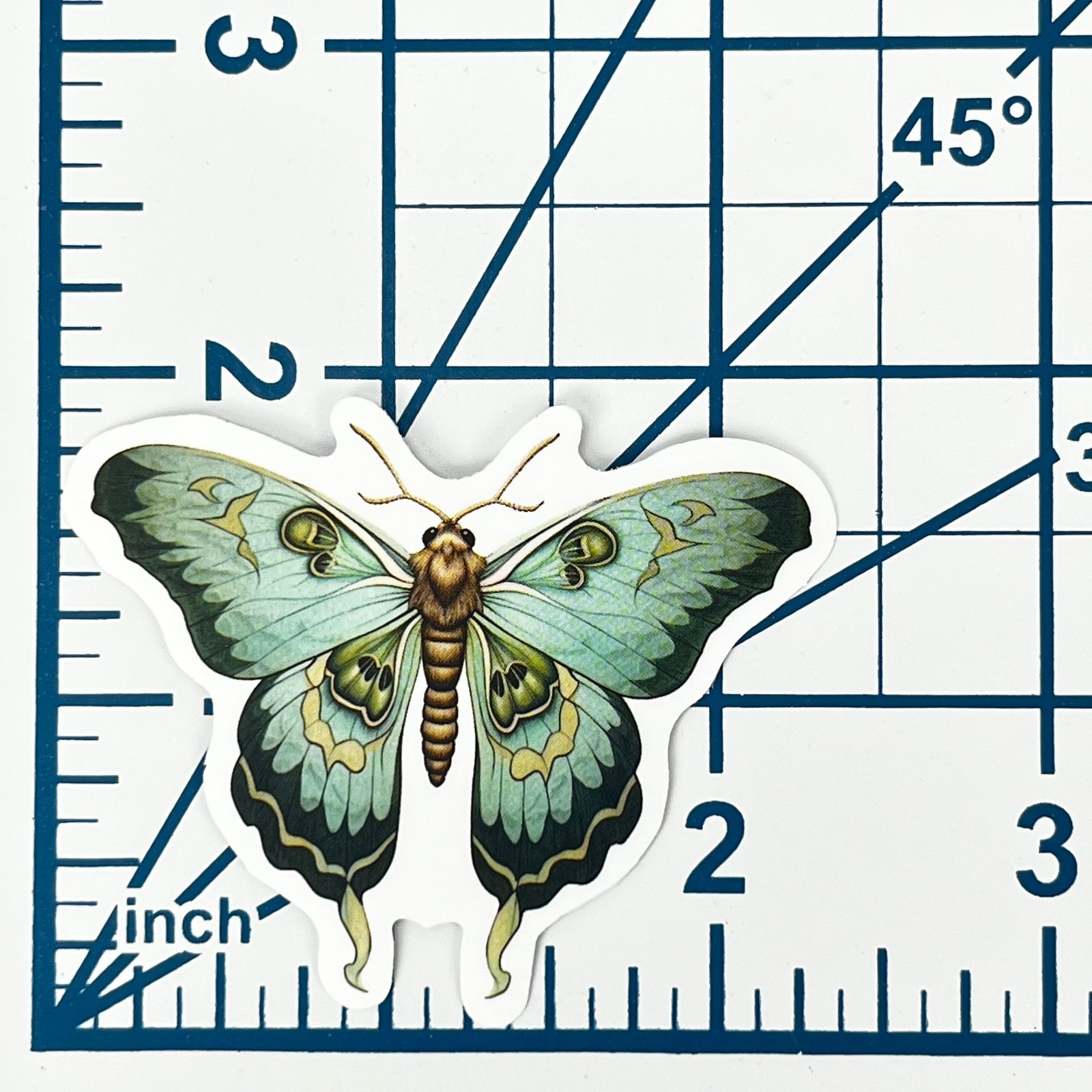 Mint Gold Swallowtail Moth Vinyl Sticker Vintage Butterfly Insect Journal Laptop