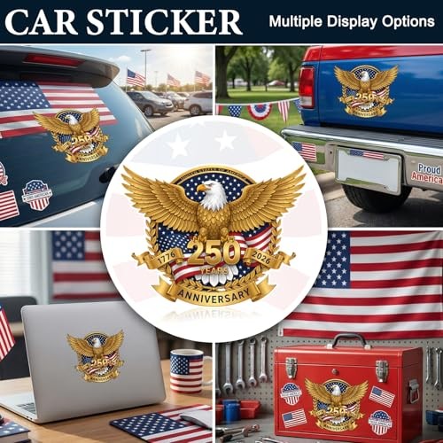 Packs USA50th Anniversary Car Window Decal Sticker, 1776-06 American Flag 2