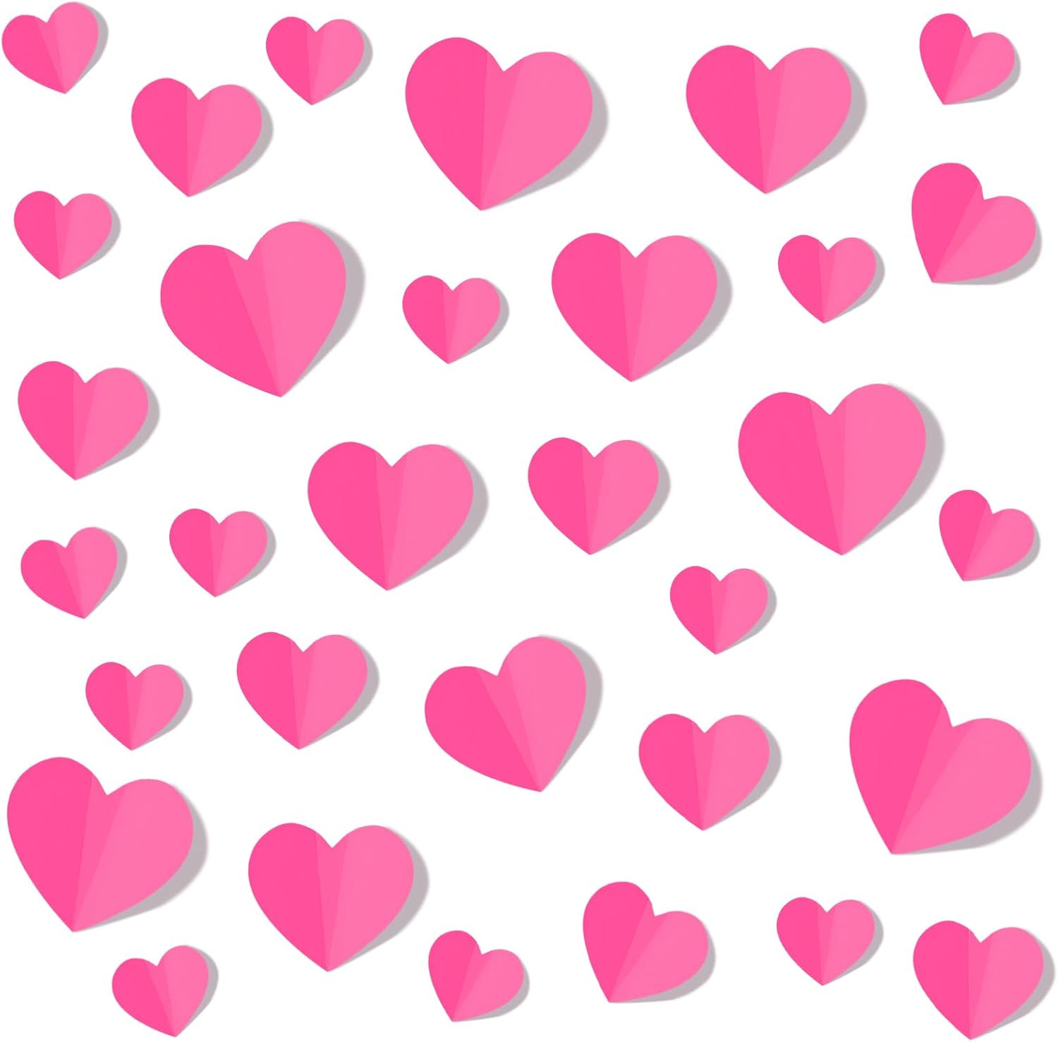100 PCS 3D Pink Heart Valentine Day Wall Stickers,Waterproof Removable Love Hear